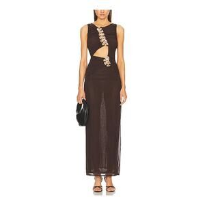 L'Academie Brown Cutout Maxi Dress